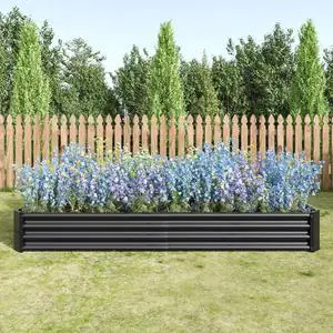 Raised Garden Bed with Metal Frame and Open Bottom for Park, Backyard, Outdoor Planter Box with Anti-Rust Coating and 2 Supporting Bars for Flower, Planters, Vegetables (8x4x1FT Black 1PCS) Raised Garden Bed with Metal Frame and Open Bottom for Park, Backyard, Outdoor Planter Box with Anti-Rust Coating and 2 Supporting Bars for Flower, Planters, Vegetables (8x4x1FT Black 1PCS)