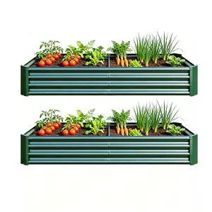 Raised Garden Bed with Metal Frame and Open Bottom for Park, Backyard, Outdoor Planter Box with Anti-Rust Coating and 2 Supporting Bars for Flower, Planters, Vegetables (6x3x1FT Green 2PCS) Raised Garden Bed with Metal Frame and Open Bottom for Park, Backyard, Outdoor Planter Box with Anti-Rust Coating and 2 Supporting Bars for Flower, Planters, Vegetables (6x3x1FT Green 2PCS)