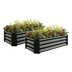 Raised Garden Bed with Metal Frame and Open Bottom for Park, Backyard, Outdoor Planter Box with Anti-Rust Coating and 2 Supporting Bars for Flower, Planters, Vegetables (4x2x1FT Black 2PCS) Raised Garden Bed with Metal Frame and Open Bottom for Park, Backyard, Outdoor Planter Box with Anti-Rust Coating and 2 Supporting Bars for Flower, Planters, Vegetables (4x2x1FT Black 2PCS)