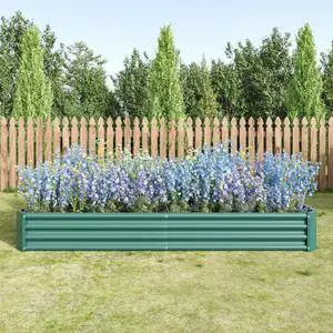 Raised Garden Bed with Metal Frame and Open Bottom for Park, Backyard, Outdoor Planter Box with Anti-Rust Coating and 2 Supporting Bars for Flower, Planters, Vegetables (8x4x1FT Green 2PCS) Raised Garden Bed with Metal Frame and Open Bottom for Park, Backyard, Outdoor Planter Box with Anti-Rust Coating and 2 Supporting Bars for Flower, Planters, Vegetables (8x4x1FT Green 2PCS)