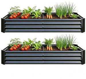 Raised Garden Bed with Metal Frame and Open Bottom for Park, Backyard, Outdoor Planter Box with Anti-Rust Coating and 2 Supporting Bars for Flower, Planters, Vegetables (6x3x1FT Black 2PCS) Raised Garden Bed with Metal Frame and Open Bottom for Park, Backyard, Outdoor Planter Box with Anti-Rust Coating and 2 Supporting Bars for Flower, Planters, Vegetables (6x3x1FT Black 2PCS)