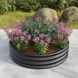 2 Pieces Tall Round Raised Garden Bed with Open Bottom for Park, Poolside, Backyard, Outdoor Planter Box with Metal Frame and Anti-Corrosion Construction for Flowers (2PCS Black) 2 Pieces Tall Round Raised Garden Bed with Open Bottom for Park, Poolside, Backyard, Outdoor Planter Box with Metal Frame and Anti-Corrosion Construction for Flowers (2PCS Black)