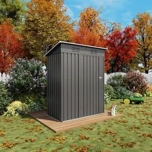 Outdoor Storage Shed with Windows and Metal Frame for Poolside, Backyard, Lawn, Shed Tool House with Sloping Roof and 2 Vents & 1 Side Open Door for Garden, Balcony (5x3FT+Pitched roof) Outdoor Storage Shed with Windows and Metal Frame for Poolside, Backyard, Lawn, Shed Tool House with Sloping Roof and 2 Vents & 1 Side Open Door for Garden, Balcony (5x3FT+Pitched roof)