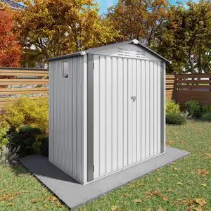 Outdoor Storage Shed with Windows and Metal Frame for Poolside, Backyard, Lawn, Shed Tool House with Sloping Roof and 2 Vents & 1 Side Open Door for Garden, Balcony (6x3.6FT+White) Outdoor Storage Shed with Windows and Metal Frame for Poolside, Backyard, Lawn, Shed Tool House with Sloping Roof and 2 Vents & 1 Side Open Door for Garden, Balcony (6x3.6FT+White)