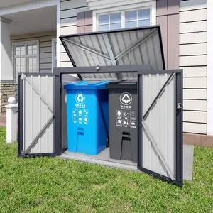 Outdoor Storage Shed with Windows and Metal Frame for Poolside, Backyard, Lawn, Shed Tool House with Sloping Roof and 2 Vents & 1 Side Open Door for Garden, Balcony (Gray +5 * 3 * 4.5FT) Outdoor Storage Shed with Windows and Metal Frame for Poolside, Backyard, Lawn, Shed Tool House with Sloping Roof and 2 Vents & 1 Side Open Door for Garden, Balcony (Gray +5 * 3 * 4.5FT)