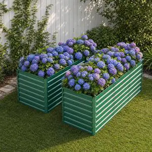 Raised Garden Bed Kit with Open-Ended Base and 4 Reinforcing Rods for Park, Outdoor Metal Elevated Planter Box with Rustproof Steel Frame and Safety Edging for Flowers (2PCS:7.6x2.6x2.7FT+Green) Raised Garden Bed Kit with Open-Ended Base and 4 Reinforcing Rods for Park, Outdoor Metal Elevated Planter Box with Rustproof Steel Frame and Safety Edging for Flowers (2PCS:7.6x2.6x2.7FT+Green)