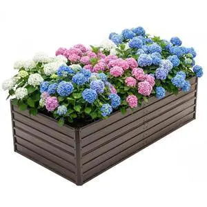 Raised Garden Bed Kit with Open-Ended Base and 4 Reinforcing Rods for Park, Outdoor Metal Elevated Planter Box with Rustproof Steel Frame and Safety Edging for Flowers (8x4x2FT+Walnut) Raised Garden Bed Kit with Open-Ended Base and 4 Reinforcing Rods for Park, Outdoor Metal Elevated Planter Box with Rustproof Steel Frame and Safety Edging for Flowers (8x4x2FT+Walnut)