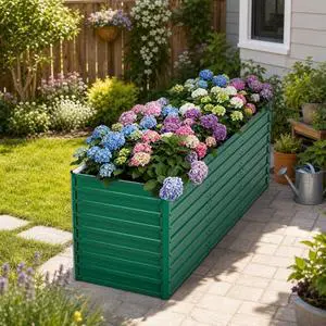 Raised Garden Bed Kit with Open-Ended Base and 4 Reinforcing Rods for Park, Outdoor Metal Elevated Planter Box with Rustproof Steel Frame and Safety Edging for Flowers (7.6x2.6x2.7FT+Green) Raised Garden Bed Kit with Open-Ended Base and 4 Reinforcing Rods for Park, Outdoor Metal Elevated Planter Box with Rustproof Steel Frame and Safety Edging for Flowers (7.6x2.6x2.7FT+Green)