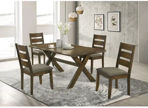 Hassyee 5-Piece Dinner Table Set with Rectangular Table and 4 Ladder Back Chairs for Dining Room, Farmhouse Kitchen Table Set with X Shape Wood Legs for Family Gatherings Hassyee 5-Piece Dinner Table Set with Rectangular Table and 4 Ladder Back Chairs for Dining Room, Farmhouse Kitchen Table Set with X Shape Wood Legs for Family Gatherings