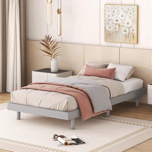 Twin/Queen/Full Size Low Profile Platform Bed Frame, Modern Panel Bedframe Mattress Base with Wooden Slat Support for Bedroom Guest Room Small Apartment Dormitory, No Box Spring Needed (Grey Twin) Twin/Queen/Full Size Low Profile Platform Bed Frame, Modern Panel Bedframe Mattress Base with Wooden Slat Support for Bedroom Guest Room Small Apartment Dormitory, No Box Spring Needed (Grey Twin)