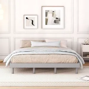 Twin/Queen/Full Size Low Profile Platform Bed Frame, Modern Panel Bedframe Mattress Base with Wooden Slat Support for Bedroom Guest Room Small Apartment Dormitory, No Box Spring Needed (Grey Queen) Twin/Queen/Full Size Low Profile Platform Bed Frame, Modern Panel Bedframe Mattress Base with Wooden Slat Support for Bedroom Guest Room Small Apartment Dormitory, No Box Spring Needed (Grey Queen)