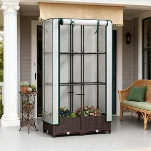 Hassyee Portable Outdoor Planter Box with Trellis and Protective PE Cover for Lawn, Backyard, Raised Bed with Drainage Holes and Built-in Water Reservoir for Growing Flowers, Plants (Big Size) Hassyee Portable Outdoor Planter Box with Trellis and Protective PE Cover for Lawn, Backyard, Raised Bed with Drainage Holes and Built-in Water Reservoir for Growing Flowers, Plants (Big Size)