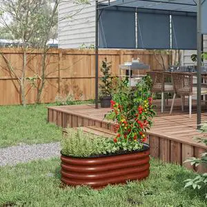 Hassyee Galvanized Raised Garden Bed Kit with Open Bottom Design and Safety Edging for Growing Flowers, Plants, Outdoor Planter Box with Steel Frame for Backyard, Lawn Hassyee Galvanized Raised Garden Bed Kit with Open Bottom Design and Safety Edging for Growing Flowers, Plants, Outdoor Planter Box with Steel Frame for Backyard, Lawn
