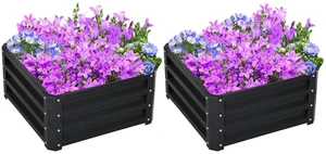Hassyee 2 Pieces Galvanized Raised Garden Bed with Open Bottom Design for Growing Flowers, Herbs, Plants, Outdoor Planter Box with Steel Frame for Park, Backyard, Lawn Hassyee 2 Pieces Galvanized Raised Garden Bed with Open Bottom Design for Growing Flowers, Herbs, Plants, Outdoor Planter Box with Steel Frame for Park, Backyard, Lawn