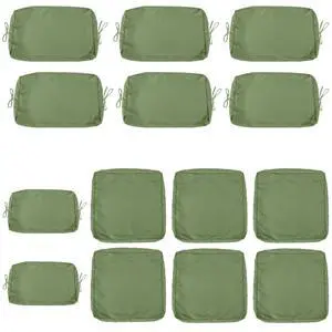Hassyee Outdoor Cushion Cover Set with Non-Slip Backing for Patio Sofa, 6-Seater Wicker Rattan Furniture Slipcover with Double-Stitched Metal Zipper for Garden Use, 14 Packs (Green-2) Hassyee Outdoor Cushion Cover Set with Non-Slip Backing for Patio Sofa, 6-Seater Wicker Rattan Furniture Slipcover with Double-Stitched Metal Zipper for Garden Use, 14 Packs (Green-2)