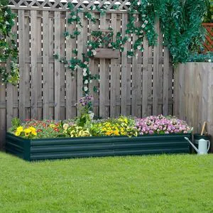 Hassyee Galvanized Raised Garden Bed with Open Bottom Design for Vegetables, Flowers, Herbs, Succulents, Metal Planter Box with Safey Edging for Lawn, Backyard, Garden Hassyee Galvanized Raised Garden Bed with Open Bottom Design for Vegetables, Flowers, Herbs, Succulents, Metal Planter Box with Safey Edging for Lawn, Backyard, Garden