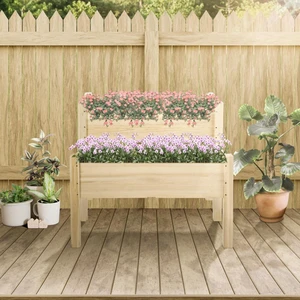 Hassyee 2-Tier Raised Garden Bed with Gap Design and Drainage Holes for Growing Flowers, Plants, Outdoor Wooden Planter Box with Legs and Smooth Surface for Backyard, Lawn Hassyee 2-Tier Raised Garden Bed with Gap Design and Drainage Holes for Growing Flowers, Plants, Outdoor Wooden Planter Box with Legs and Smooth Surface for Backyard, Lawn