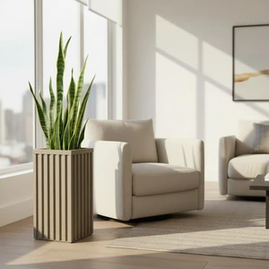 Hassyee Square Grove Column Planter with Internal Tray and Wood-Like Surface for Backyard, Lawn, Outdoor Flower Pot with Lightweight Aluminum Frame for Growing Flowers, Plants (Brown Grey) Hassyee Square Grove Column Planter with Internal Tray and Wood-Like Surface for Backyard, Lawn, Outdoor Flower Pot with Lightweight Aluminum Frame for Growing Flowers, Plants (Brown Grey)
