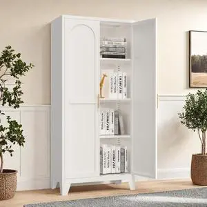 Hassyee Minimally Designed Kitchen Pantry, Equipped with Adjustable Shelves, Durable Steel Frame, Double Door Design,Multi Functional Pantry,Suitable for Dining Rooms (61''+White) Hassyee Minimally Designed Kitchen Pantry, Equipped with Adjustable Shelves, Durable Steel Frame, Double Door Design,Multi Functional Pantry,Suitable for Dining Rooms (61''+White)