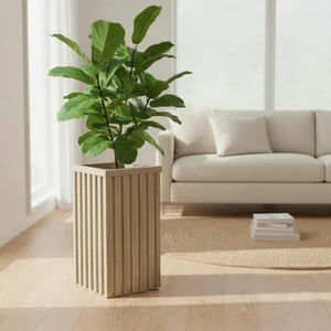 Hassyee Square Grove Column Planter with Internal Tray and Wood-Like Surface for Backyard, Lawn, Outdoor Flower Pot with Lightweight Aluminum Frame for Growing Flowers, Plants (Ash Brown) Hassyee Square Grove Column Planter with Internal Tray and Wood-Like Surface for Backyard, Lawn, Outdoor Flower Pot with Lightweight Aluminum Frame for Growing Flowers, Plants (Ash Brown)