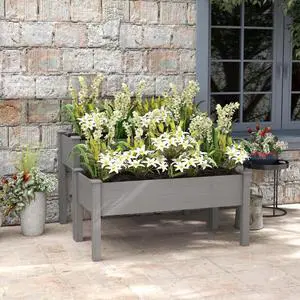 Hassyee 2 Tier Raised Garden Bed with Legs and Gap Design for Growing Vegetables, Flowers, Elevated Wooden Planter Box with Drainage Holes and Fir Wood Frame for Backyard, Lawn Hassyee 2 Tier Raised Garden Bed with Legs and Gap Design for Growing Vegetables, Flowers, Elevated Wooden Planter Box with Drainage Holes and Fir Wood Frame for Backyard, Lawn