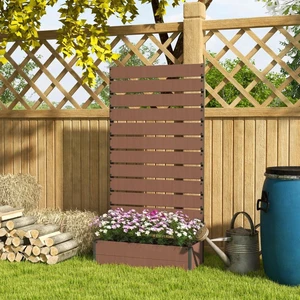 Hassyee Light Brown Raised Garden Bed with Trellis and Bottom Drainage Gap for Growing Flowers, Plants, Outdoor Planter Box with Wood-Plastic Board for Backyard, Park, Lawn Hassyee Light Brown Raised Garden Bed with Trellis and Bottom Drainage Gap for Growing Flowers, Plants, Outdoor Planter Box with Wood-Plastic Board for Backyard, Park, Lawn