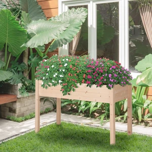 Hassyee Raised Garden Bed with Legs and Bed Liner for Backyard, Park, Outdoor Wooden Planter Box with Drainage Holes and Elevated Design for Growing Vegetables, Flowers Hassyee Raised Garden Bed with Legs and Bed Liner for Backyard, Park, Outdoor Wooden Planter Box with Drainage Holes and Elevated Design for Growing Vegetables, Flowers
