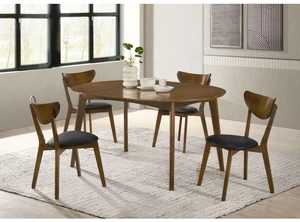 Hassyee 5-Piece Extendable Dining Table Set with Oval Table and 4 Upholstered Chairs for Family Gathering, Rustic Kitchen Table Set with Solid Wood Frame for Dining Room Hassyee 5-Piece Extendable Dining Table Set with Oval Table and 4 Upholstered Chairs for Family Gathering, Rustic Kitchen Table Set with Solid Wood Frame for Dining Room