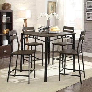 Hassyee 5-Piece Dining Sets with Square Table and 4 Ergonomic Chairs for Tavern Pub Bistro Home Restaurant, Industrial Kitchen Table Set with Sturdy Metal Frame for Bar Cafe Hassyee 5-Piece Dining Sets with Square Table and 4 Ergonomic Chairs for Tavern Pub Bistro Home Restaurant, Industrial Kitchen Table Set with Sturdy Metal Frame for Bar Cafe