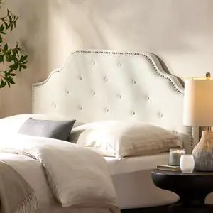 Queen Size Button Tufted Upholstered Headboard, Modern Adjustable Height Headboard with Nailhead Trim, Quick Assembly, Elegant Decorative Bedroom Furniture for Guest Room Apartment (Ivory Queen) Queen Size Button Tufted Upholstered Headboard, Modern Adjustable Height Headboard with Nailhead Trim, Quick Assembly, Elegant Decorative Bedroom Furniture for Guest Room Apartment (Ivory Queen)