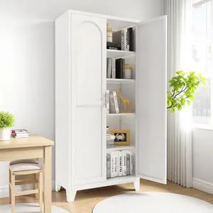Hassyee Minimally Designed Pantry, Metal Storage Cabinet with Doors and Adjustable Shelves, for Bedroom, Living Room, Kitchen,Double Door Design, Suitable for Multiple Scenarios (71'' +White) Hassyee Minimally Designed Pantry, Metal Storage Cabinet with Doors and Adjustable Shelves, for Bedroom, Living Room, Kitchen,Double Door Design, Suitable for Multiple Scenarios (71'' +White)