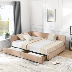 Hassyee Full Size Upholstered Daybed with Storage Drawers and Tufted Backrest, Modern Captain's Bed Frame with Comfortable Armrests and Slat Support for Bedroom Living Room Guest Room (Pink Full) Hassyee Full Size Upholstered Daybed with Storage Drawers and Tufted Backrest, Modern Captain's Bed Frame with Comfortable Armrests and Slat Support for Bedroom Living Room Guest Room (Pink Full)