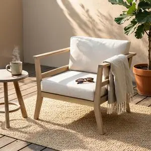 Hassyee Modern Solid Wood Outdoor Club Chair w/Removable Back & Seat Cushions for Garden, Versatile Patio Dining Armchair w/Acacia Wood Frame & 400LBS Weight Capacity for Backyard, Deck Hassyee Modern Solid Wood Outdoor Club Chair w/Removable Back & Seat Cushions for Garden, Versatile Patio Dining Armchair w/Acacia Wood Frame & 400LBS Weight Capacity for Backyard, Deck