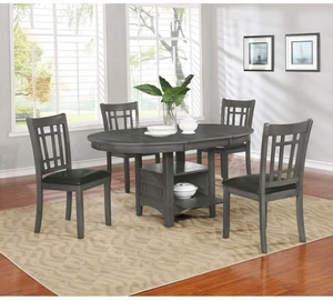 Hassyee 5-Piece Dining Sets with Oval Table, Extendable Tabletop & 4 Upholstered Chairs for Tavern Pub Bistro Home Restaurant, Vintage Kitchen Table Set with Storage Shelf for Dining Room Hassyee 5-Piece Dining Sets with Oval Table, Extendable Tabletop & 4 Upholstered Chairs for Tavern Pub Bistro Home Restaurant, Vintage Kitchen Table Set with Storage Shelf for Dining Room