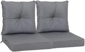 Oversized Cushion Set with Supportive Padding & Non-Slip Elastic Straps for Patio, Thick Chair Mat with Zippered Removable Cover & Reinforced Handles for Garden, Set of 2 (Grey) Oversized Cushion Set with Supportive Padding & Non-Slip Elastic Straps for Patio, Thick Chair Mat with Zippered Removable Cover & Reinforced Handles for Garden, Set of 2 (Grey)