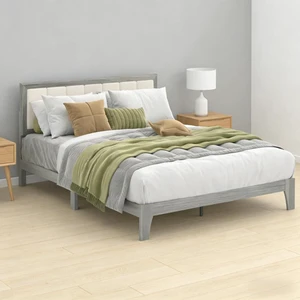 Hassyee Queen Size Platform Bed Frame with Wooden Slat Support and Upholstered Headboard, Panel Bedframe Mattress Base for Master Bedroom Guest Room Apartment, No Box Spring Needed Hassyee Queen Size Platform Bed Frame with Wooden Slat Support and Upholstered Headboard, Panel Bedframe Mattress Base for Master Bedroom Guest Room Apartment, No Box Spring Needed