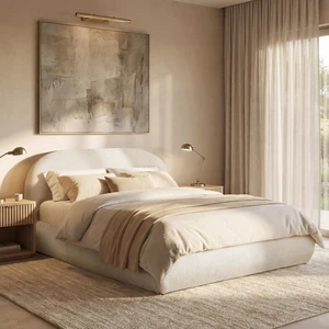 Hassyee King/Queen Size Upholstered Platform Bed with Velvet Headboard, Panel Bed Frame with Slat Support, Grounded Beds for Master Bedroom Guest Room Apartment, No Box Spring Needed (Queen Beige) Hassyee King/Queen Size Upholstered Platform Bed with Velvet Headboard, Panel Bed Frame with Slat Support, Grounded Beds for Master Bedroom Guest Room Apartment, No Box Spring Needed (Queen Beige)