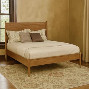 Hassyee Queen Size Wooden Platform Bed with Tall Headboard and Slat Support for Teens Adults, Mid-Century Modern Panel Bedframe Mattress Foundation with Under-Bed Storage Space for Bedroom Guestroom Hassyee Queen Size Wooden Platform Bed with Tall Headboard and Slat Support for Teens Adults, Mid-Century Modern Panel Bedframe Mattress Foundation with Under-Bed Storage Space for Bedroom Guestroom