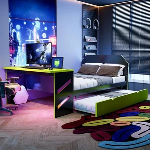 Hassyee Full Size Wooden Daybed with Pull-Out Trundle, Modern Platform Bed with USB Port and Slat Support, Sofa Beds with Desk for Boys Girls Teens Gaming Room Guest Room Bedroom (Green Full) Hassyee Full Size Wooden Daybed with Pull-Out Trundle, Modern Platform Bed with USB Port and Slat Support, Sofa Beds with Desk for Boys Girls Teens Gaming Room Guest Room Bedroom (Green Full)