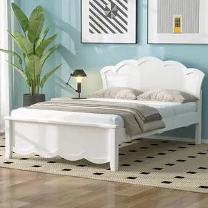 Hassyee Twin/Full Size Wood Platform Bed with Headboard and Footboard, Panel Bed Mattress Foundation with Trundle and Slat Support for Guest Room Apartment Bedroom, No Box Spring Needed (White1 Twin) Hassyee Twin/Full Size Wood Platform Bed with Headboard and Footboard, Panel Bed Mattress Foundation with Trundle and Slat Support for Guest Room Apartment Bedroom, No Box Spring Needed (White1 Twin)