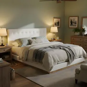 Hassyee King Size Solid Wood Platform Bed with Upholstered Headboard, Modern Panel Bed Mattress Foundation with Sturdy Slat Support, Grounded Beds for Master Bedroom Guest Room, Noise-Free Hassyee King Size Solid Wood Platform Bed with Upholstered Headboard, Modern Panel Bed Mattress Foundation with Sturdy Slat Support, Grounded Beds for Master Bedroom Guest Room, Noise-Free