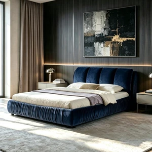 Hassyee Queen Size Elegant Upholstered Platform Bed with Velvet Headboard, Modern Panel Bed Mattress Foundation with Wooden Slat Support for Adults Teens Master Bedroom Guest Room (Dark Blue Queen) Hassyee Queen Size Elegant Upholstered Platform Bed with Velvet Headboard, Modern Panel Bed Mattress Foundation with Wooden Slat Support for Adults Teens Master Bedroom Guest Room (Dark Blue Queen)