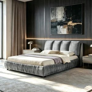 Hassyee Queen Size Elegant Upholstered Platform Bed with Velvet Headboard, Modern Panel Bed Mattress Foundation with Wooden Slat Support for Adults Teens Master Bedroom Guest Room (Gray Queen) Hassyee Queen Size Elegant Upholstered Platform Bed with Velvet Headboard, Modern Panel Bed Mattress Foundation with Wooden Slat Support for Adults Teens Master Bedroom Guest Room (Gray Queen)
