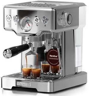 Espresso Machine, 15 Bar Espresso Coffee Machine with Visible Pressure Guage Professional Espresso Maker with Milk Frother & Stainless Steel for Home Barista Latte and Cappuccino Maker-Silver Espresso Machine, 15 Bar Espresso Coffee Machine with Visible Pressure Guage Professional Espresso Maker with Milk Frother & Stainless Steel for Home Barista Latte and Cappuccino Maker-Silver
