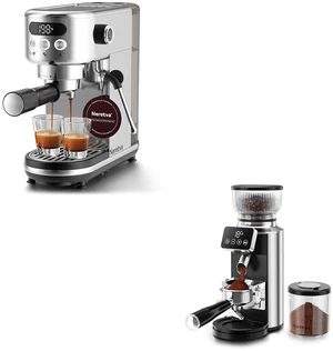 2 in 1 Professional Espresso Grinder Stainless Steel & Super Compact Espresso Maker Stainless Steel 2 in 1 Professional Espresso Grinder Stainless Steel & Super Compact Espresso Maker Stainless Steel