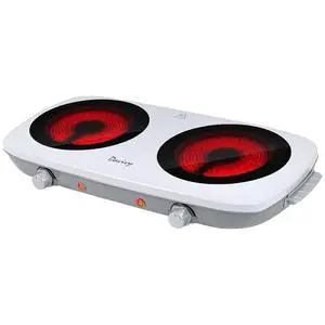 Double Burner Hot Plate Electric, 1800W Portable Electric Cooktop Burner with 7.9 Inch Crystallite Ceramic Glass, Dual Hot Plate for Cooking, 2 Burner Hot Plate for Camping Dorm RV, Lightweight Double Burner Hot Plate Electric, 1800W Portable Electric Cooktop Burner with 7.9 Inch Crystallite Ceramic Glass, Dual Hot Plate for Cooking, 2 Burner Hot Plate for Camping Dorm RV, Lightweight