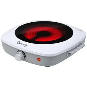 Single Burner Hot Plate with Sturdy Handle, 7.9 inch Ceramic Glass Cooktop, 1200W Infrared Cooker, Compatible Of All Cookware, White Single Burner Hot Plate with Sturdy Handle, 7.9 inch Ceramic Glass Cooktop, 1200W Infrared Cooker, Compatible Of All Cookware, White
