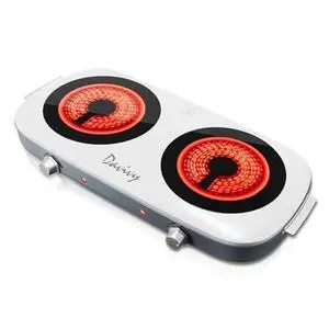 Hot Plate Electric Double Burner,1800W Rapid Heating Portable Cooktop with 7.9inch Crystallite Ceramic Glass Top,Flexible Temperature Settings,Lightweight Design for Cooking (Double-White) Hot Plate Electric Double Burner,1800W Rapid Heating Portable Cooktop with 7.9inch Crystallite Ceramic Glass Top,Flexible Temperature Settings,Lightweight Design for Cooking (Double-White)
