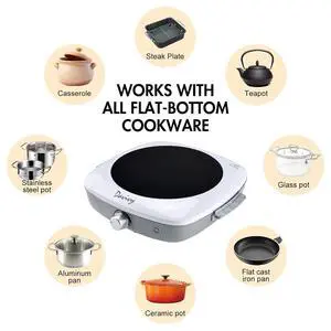 Single Burner Hot Plate with Sturdy Handle, 7.9 inch Ceramic Glass Cooktop, 1200W Infrared Cooker, Compatible Of All Cookware for Home, RV, White Single Burner Hot Plate with Sturdy Handle, 7.9 inch Ceramic Glass Cooktop, 1200W Infrared Cooker, Compatible Of All Cookware for Home, RV, White