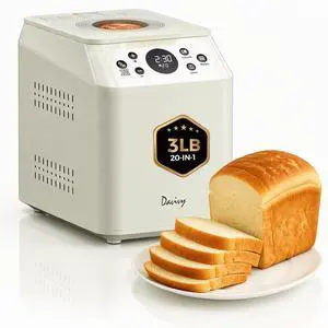 3 LB Bread Maker, 20-in-1 Programmable Bread Machine with Genuine Ceramic Pan, Sourdough & Gluten-Free Modes, 2 Custom Programs, Dual Heating Elements, Quiet Motor 3 LB Bread Maker, 20-in-1 Programmable Bread Machine with Genuine Ceramic Pan, Sourdough & Gluten-Free Modes, 2 Custom Programs, Dual Heating Elements, Quiet Motor